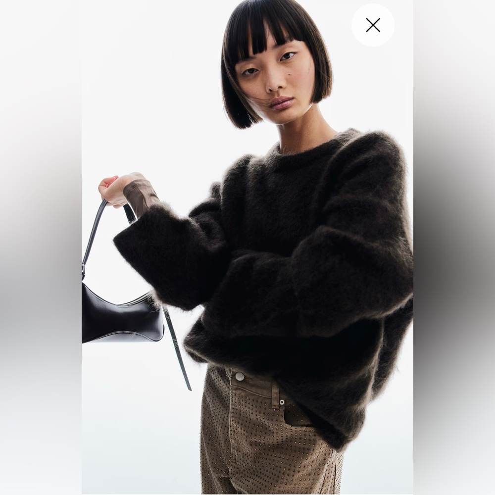 H&M Oversized Mohair-Blend Sweater (Dark Brown) Size M